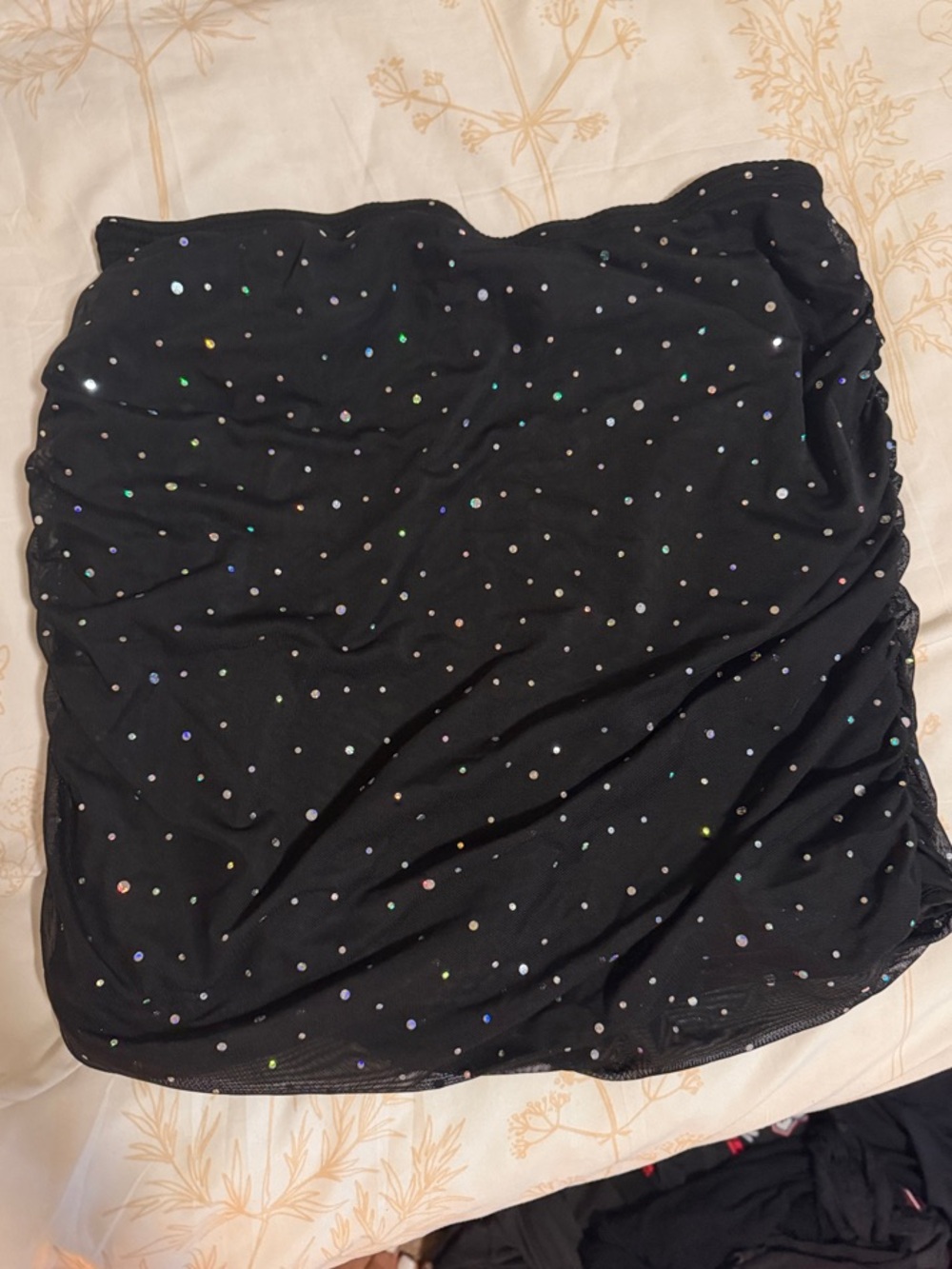 Black Sequin Mini Skirt - Sparkle Detail